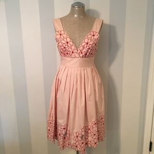 Pink Dress with Embroidered Flowers